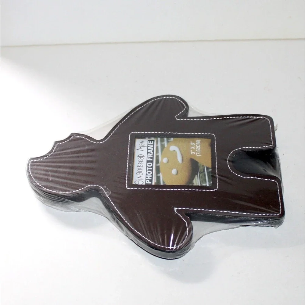 Gingerbread Man Photo Frame brown faux leather NEW Greenbrier